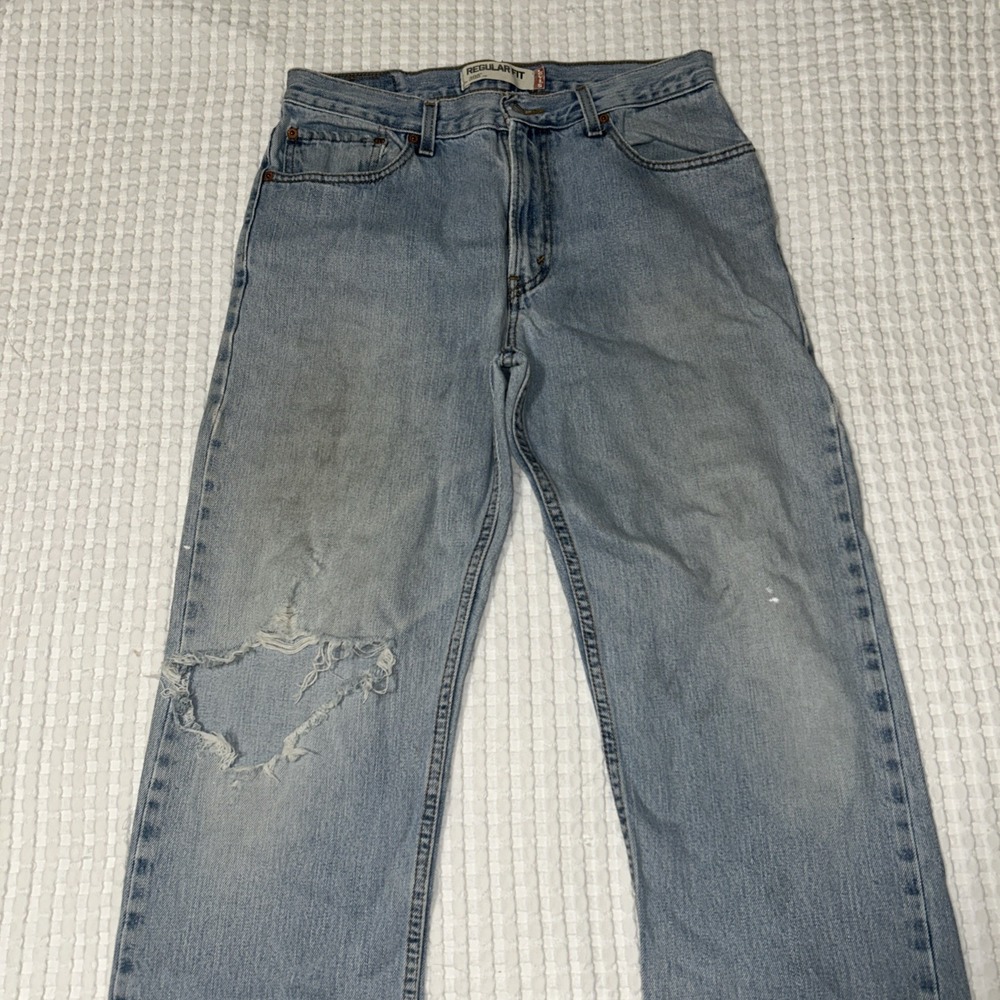 Vintage Y2K Levis 505 Jeans 32x32 Light Wash 100% Cotton Regular Fit Distressed